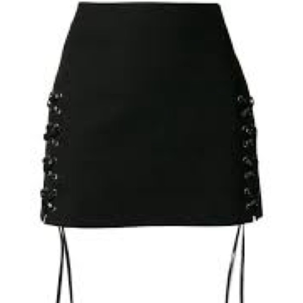 NWT Regna,Black & Gold, High-Grommeted Lace-Up Skirt,Lightweight,